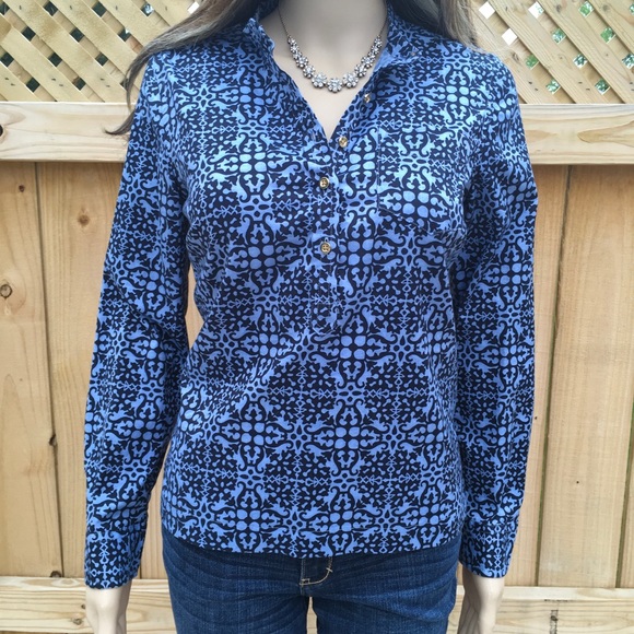 NWOT TALBOTS BLUE HENLEY STYLE BLOUSE - Picture 5 of 11